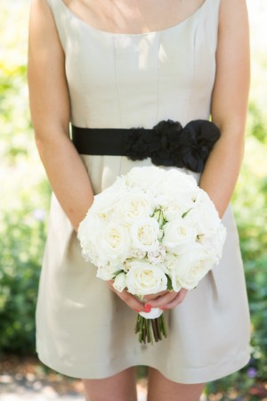Taupe Bridesmaids Dress With Black Sash