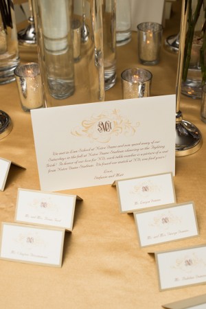 Taupe and Gold Reception Place Cards