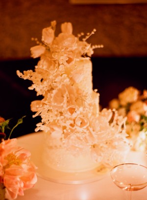 Wedding Cake With Cascading Sugar Flowers