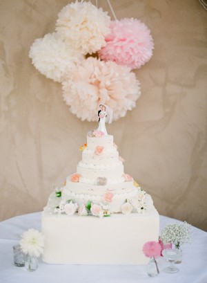Pink and White Wedding Cake Table