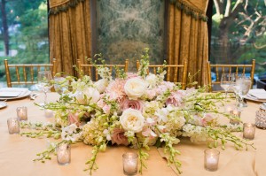 White and Pink Rose and Hydrangea Centerpiece