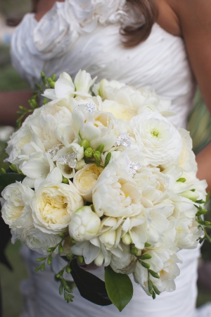 White Freesia Ranunculus Rose Wedding Bouquet