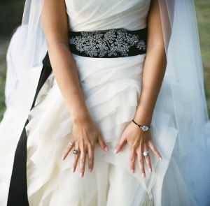 Wedding Gown With Black Sash