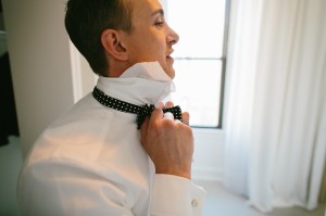 Black and White Polka Dot Tux Bow Tie