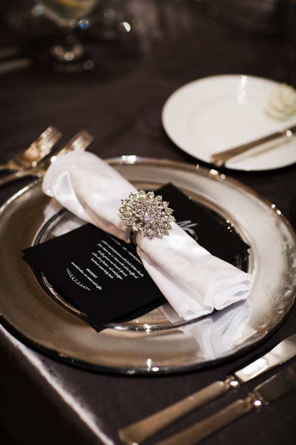 Black and White Wedding Place Setting