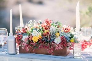 Bright Wildflower Arrangement in Wooden Box