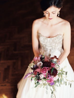 Cascading Jewel Tone Bridal Bouquet