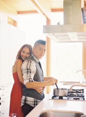Couple Cooking in Modern Kitchen