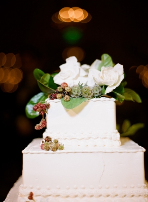 Fall Floral Decor on Wedding Cake
