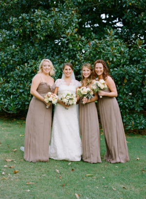 Floor Length Taupe Bridesmaids Dresses