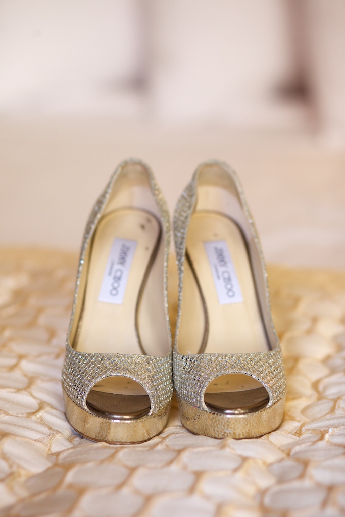Gold Jimmy Choo Platform Bridal Shoes