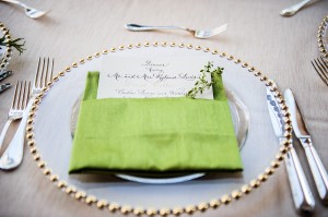 Gold and Green Reception Table Setting