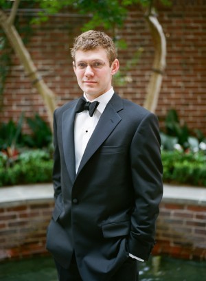 Groom in Classic Black and White Tux