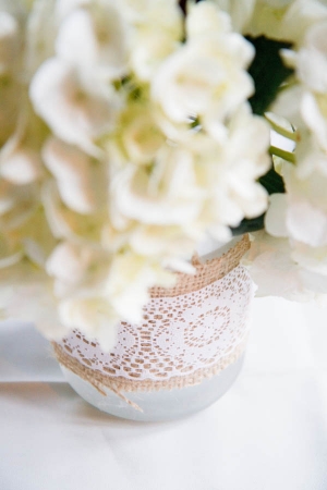 Lace and Burlap Wrapped Vase