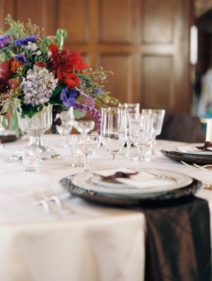 Lavender Red and Blue Reception Table Arrangement
