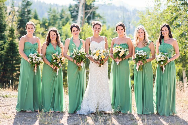 Long Spring Green Bridesmaids Dresses