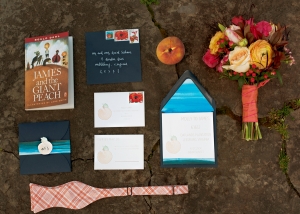 Peach Inspired Wedding Stationery and Bouquet