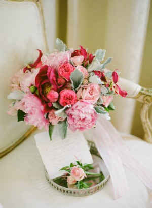 Pink Rose and Dusty Miller Bouquet