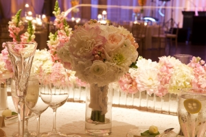 Pink and Cream Floral Reception Decor