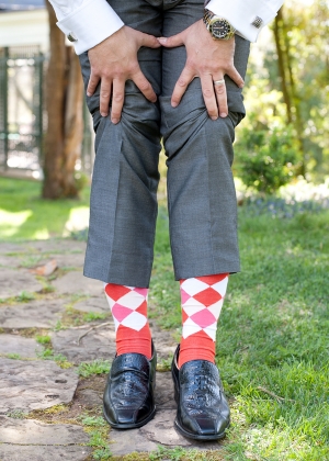 Pink and Red Argyle Grooms Socks