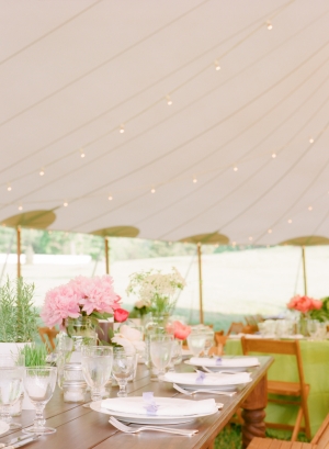 Reception Tent With Pink and Green Decor