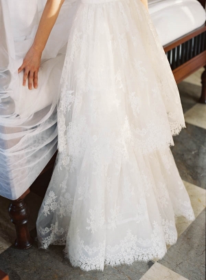 Sheer Tiered Lace Wedding Gown Skirt