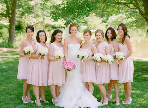 Short Pale Pink Bridesmaids Dresses