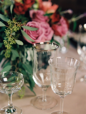 Simple Glass Stemware on Reception Table