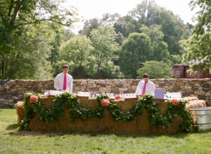 Stacked Hay Bale Bar With Swag Garland