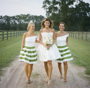 Preppy Striped Green Bridesmaids Skirts