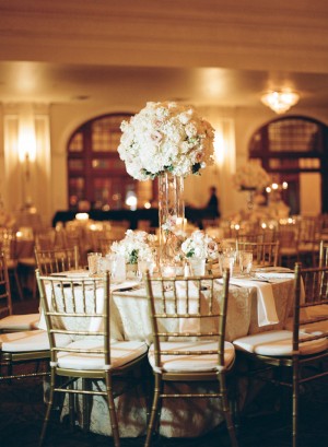 Tall Hydrangea and Rose Reception Table Centerpiece