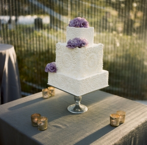 Square White Wedding Cake