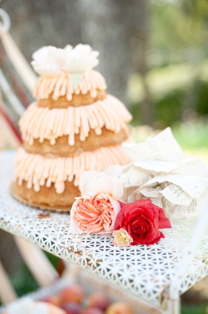 Tiered Pound Cake With Looped Peach Icing