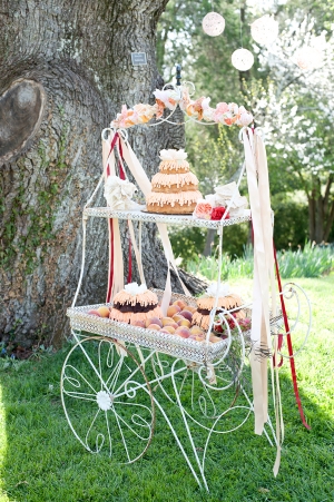Vintage Flower Cart With Desserts