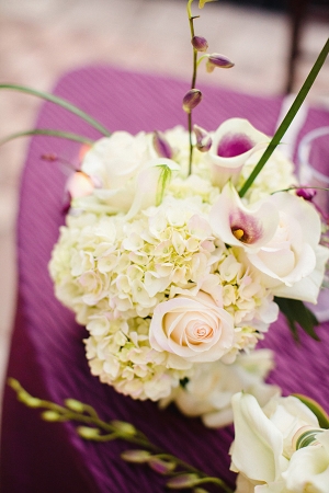 White Hydrangea and Lily Centerpiece