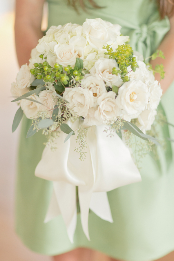 White Rose and Green Berry Bouquet
