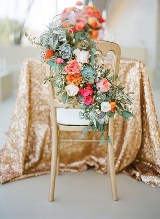 Airplant and Rose Wedding Chair Decor