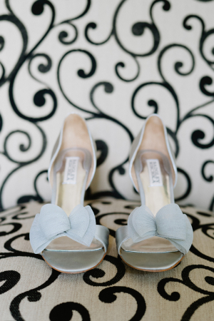 Blue Peep Toe Bridal Shoes With Bows