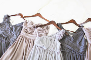 Blue and Gray Chiffon Bridesmaids Dresses