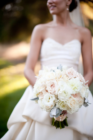 Blush and Cream Bouquet With Dusty Miller