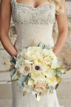 Cream and Blush Bouquet With Dusty Miller