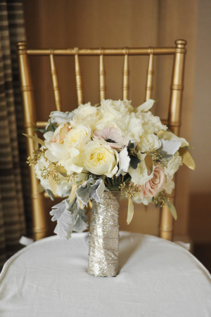 Cream and Blush Bouquet With Gold Sequin Wrap