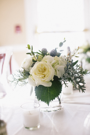 Cream and Green Flowers With Dusty Miller Reception Decor