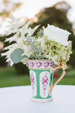 Cream and Green Flowers in Vintage Pitcher