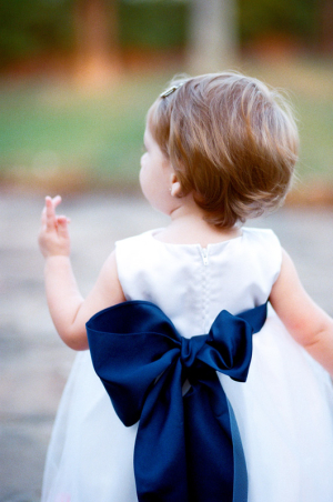 Flower Girl with Navy Bow