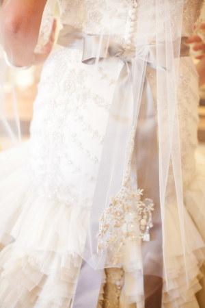 Lace and Crystal Wedding Gown With Ruffles