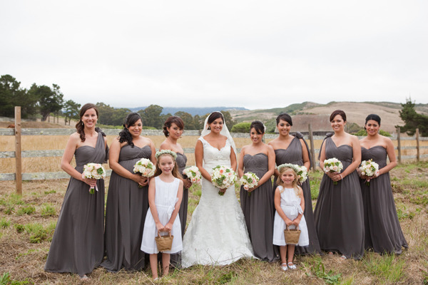 Long Charcoal Bridesmaids Dresses