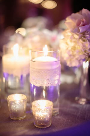 Mercury Glass and Lace Reception Table Decor