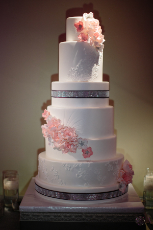 Modern Wedding Cake With Cascading Flowers