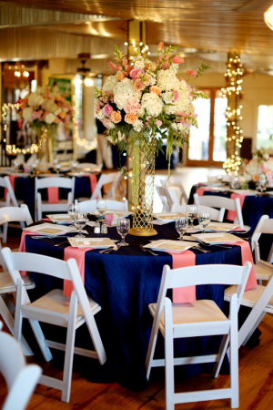 Navy Pink and Gold Reception Decor Ideas